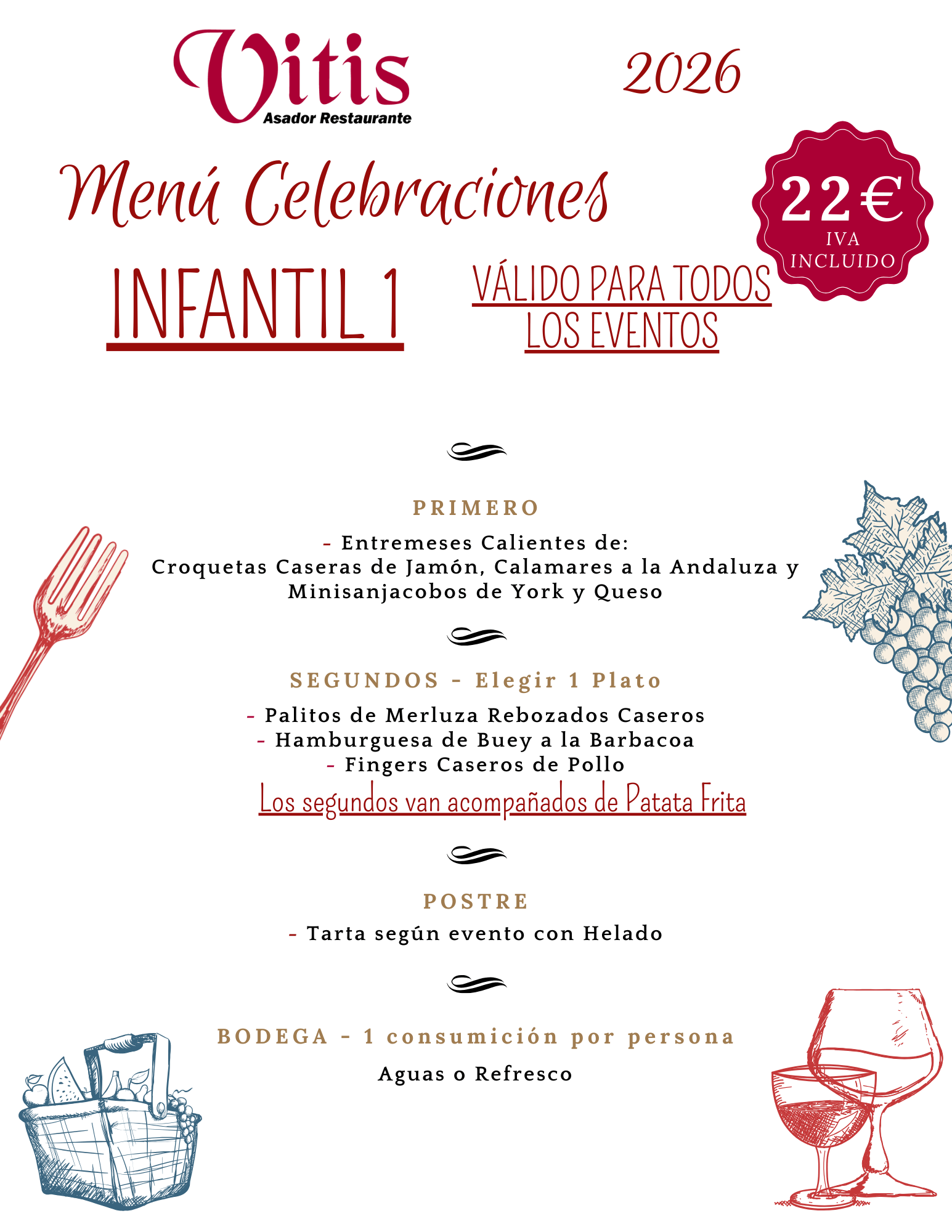 restaurante bodas bautizos comuniones arganda madrid menu infantil