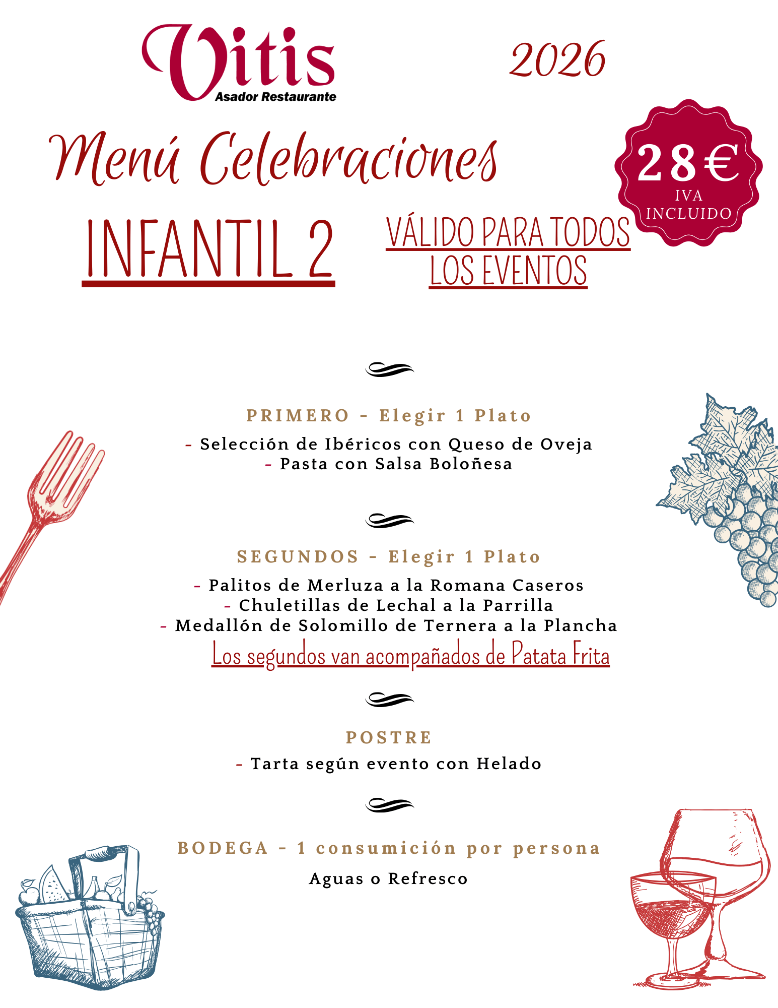 restaurante bodas bautizos comuniones arganda madrid menu para ninos