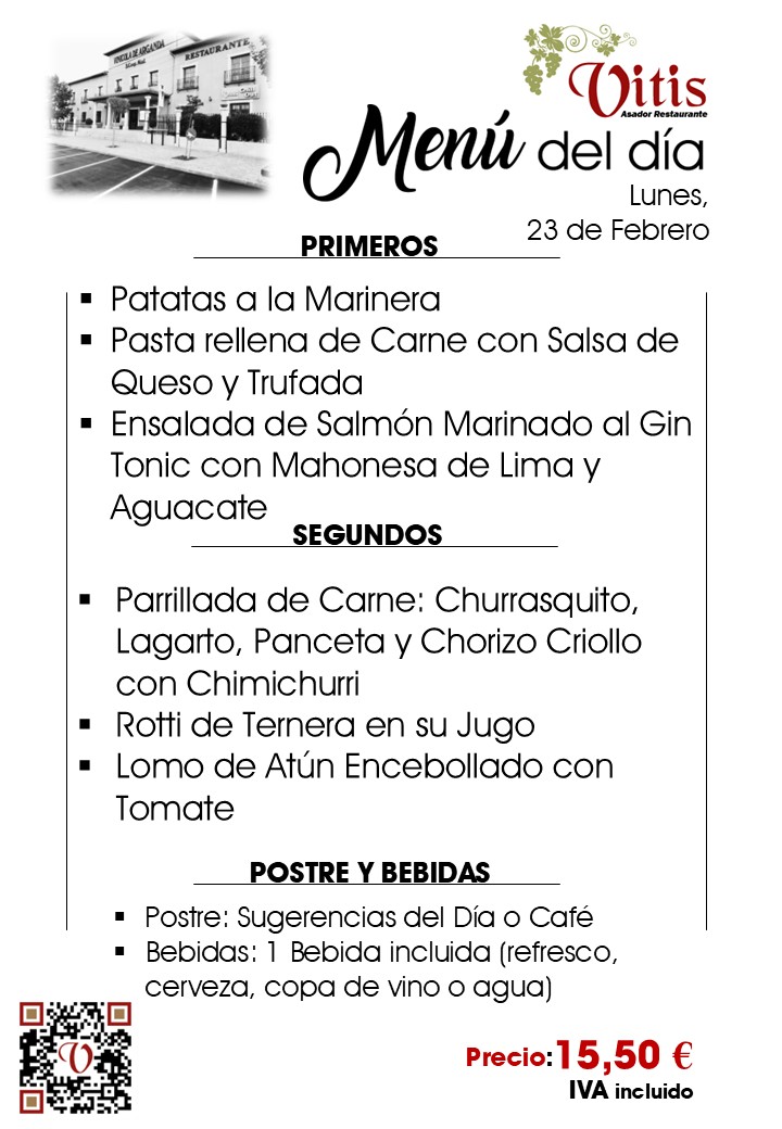 menu diario restaurante asador