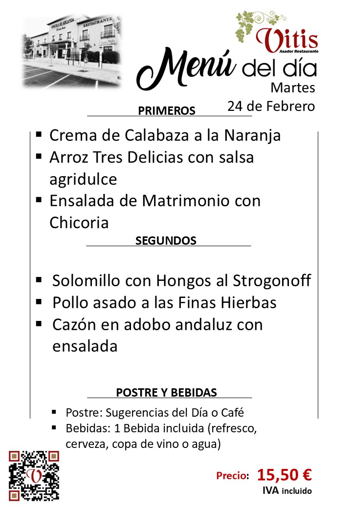 menu diario restaurante asador