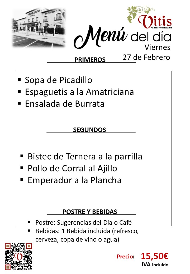 menu diario restaurante asador