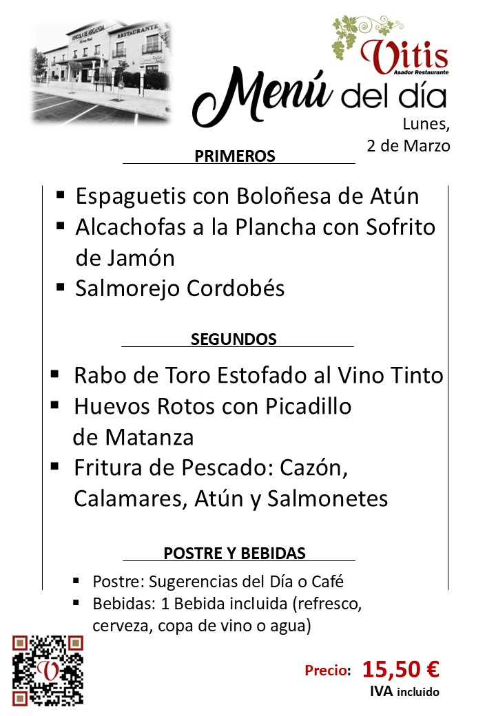 menu diario restaurante asador