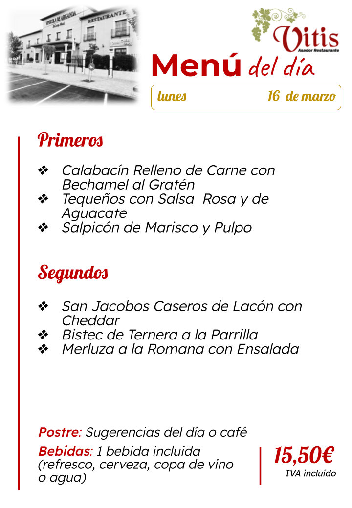 menu diario restaurante asador