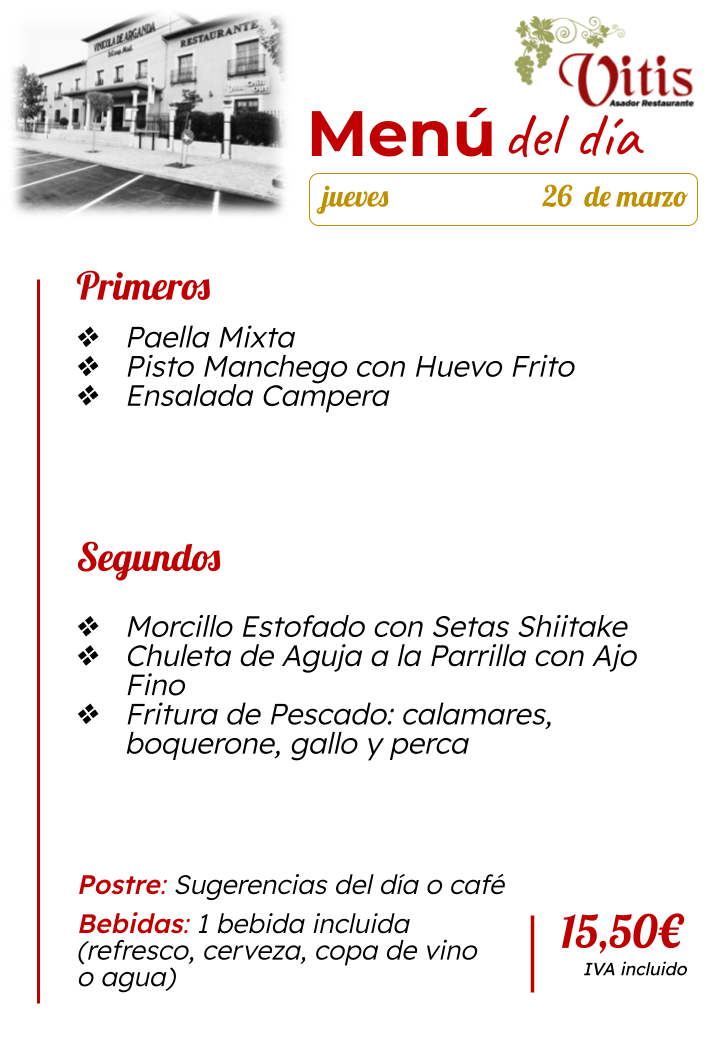 menu diario restaurante asador