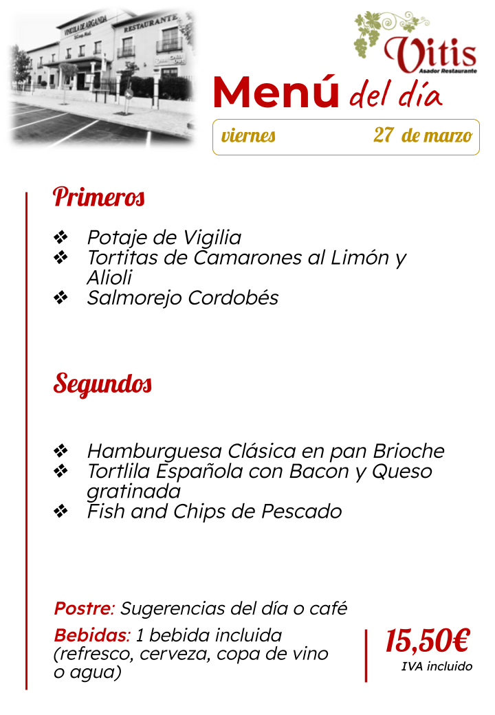 menu diario restaurante asador